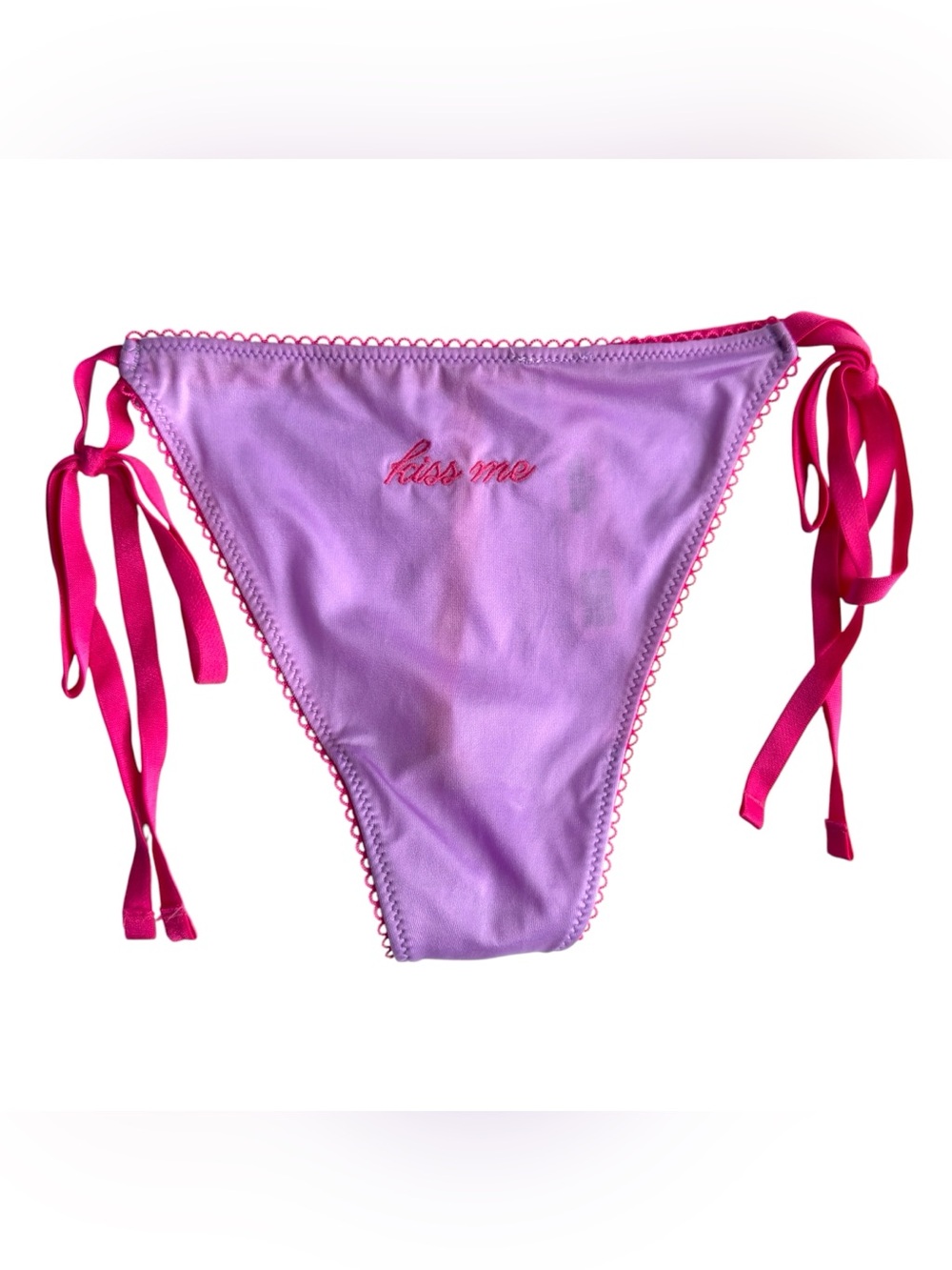 NWOT Victoria's Secret Valentine's Day Tease Panty Side Tie V string Purple Pink